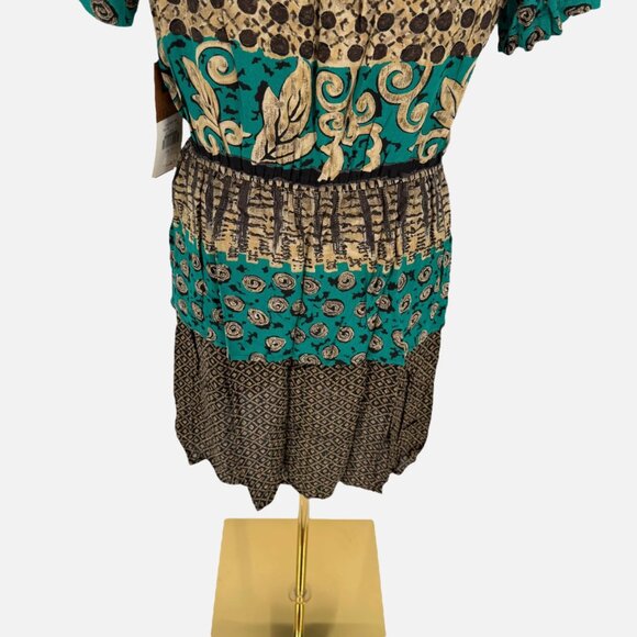 VTG Carole Little 10 Petite View Point Panel Print Tie Front Short Sleeve Dress - Picture 12 of 15